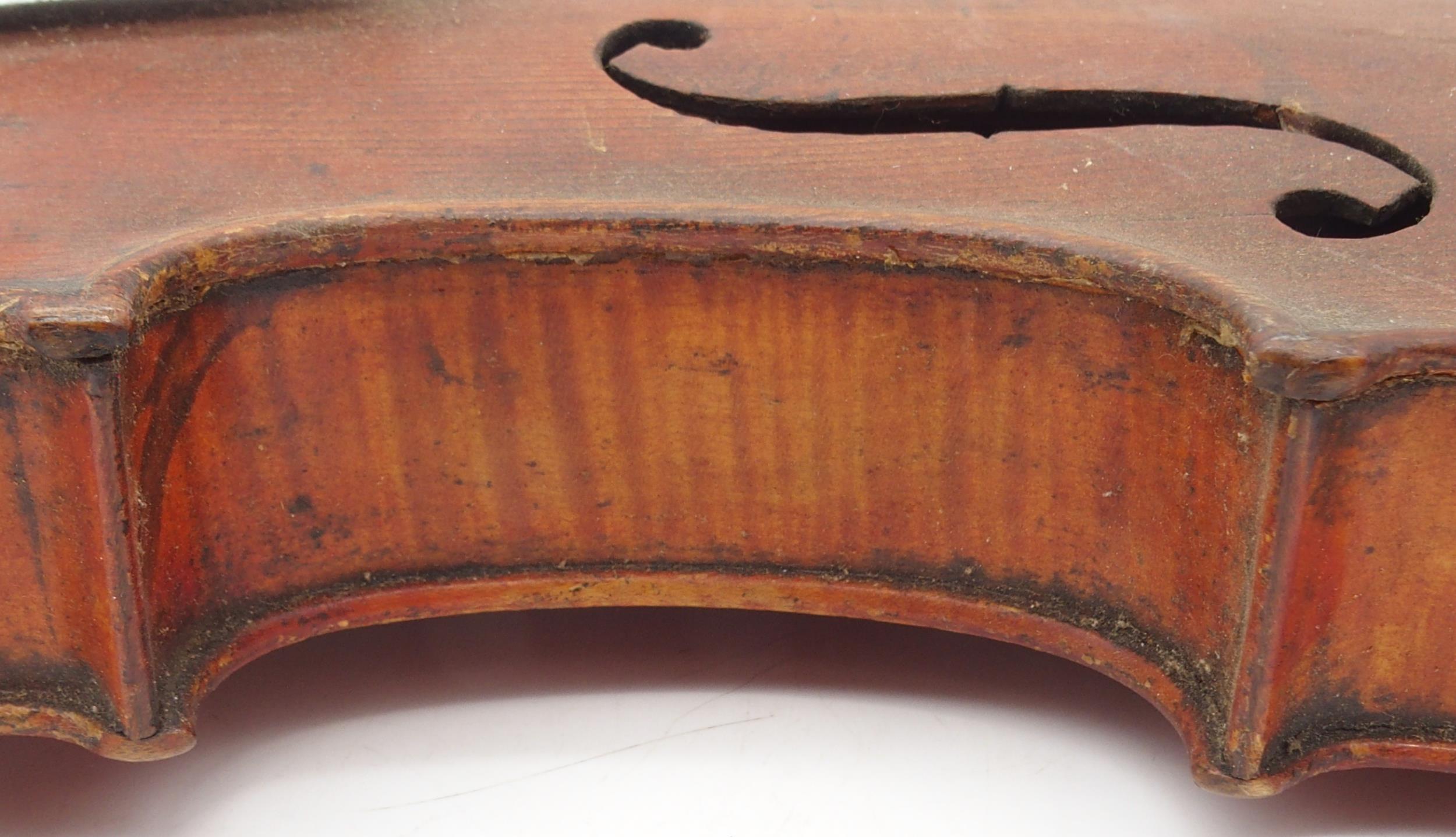 A two piece back violin 35.5cm bearing label with inscription to the interior JOHN S. HARDIE - Image 5 of 12