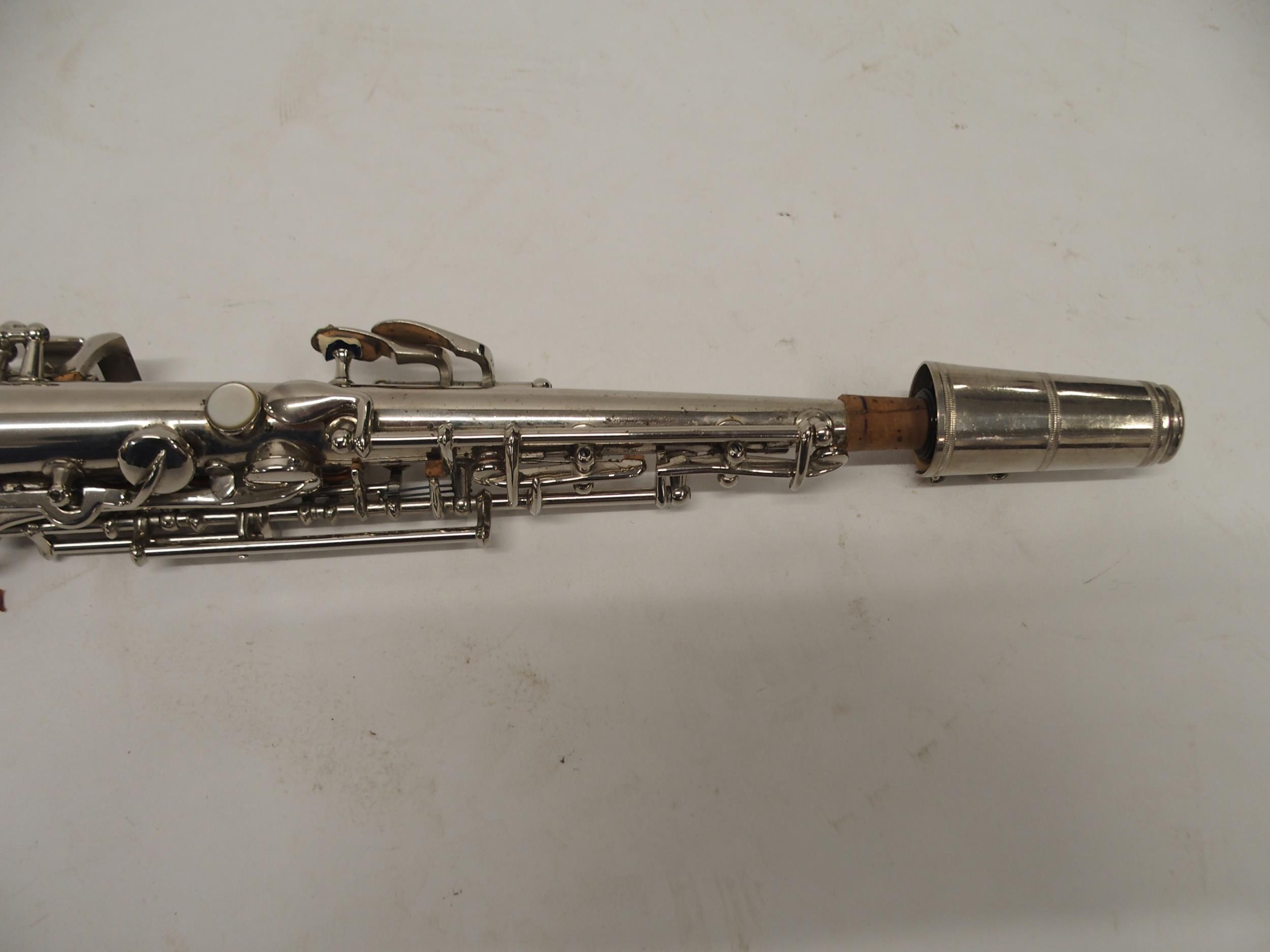 C.G. CONN a white metal soprano saxophone Made by C.G. CONN ELKHART IND. U.S.A. PATD. DEC. 8. 1914 - Image 5 of 11