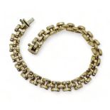 An Italian made 9ct gold block link bracelet, length 18.5cm, weight 8gms Condition Report: