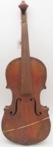 A two piece back violin 35.5cm bearing label with inscription to the interior JOHN S. HARDIE