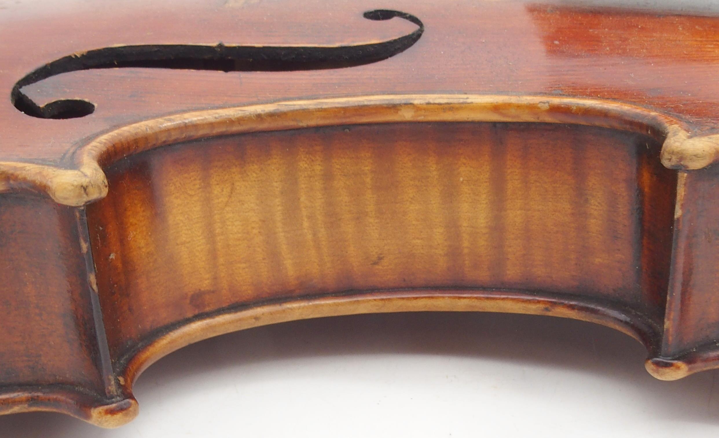 A two piece back violin 35.5cm with case Condition Report:Available upon request - Image 6 of 9