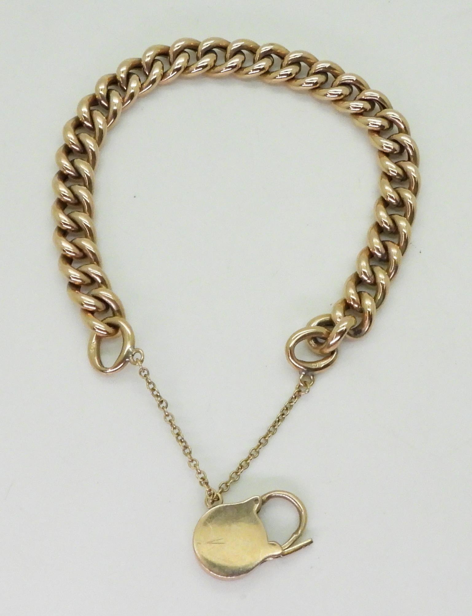 A 9ct gold curb link bracelet, with a padlock clasp, length 19.5cm, weight 19.6gms Condition - Image 3 of 3