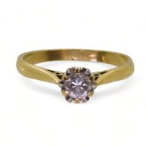 An 18ct gold diamond solitaire of estimated approx 0.25cts, finger size O, weight 2.7gms Condition