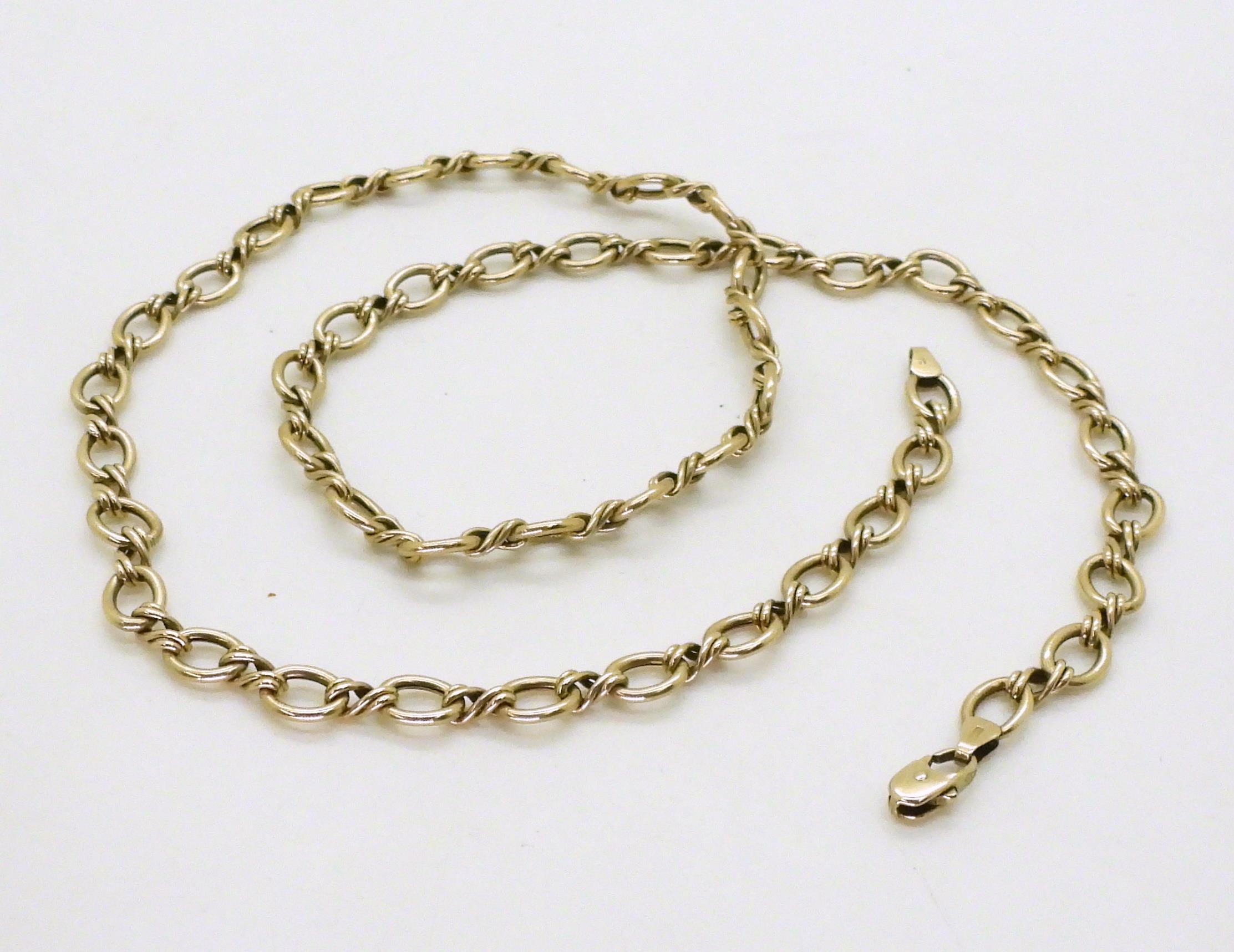 A 9ct gold fancy link chain, length 61cm, weight 17.3gms Condition Report:Available upon request - Image 2 of 3