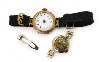 Two 9ct gold cased ladies vintage watches, weight together with straps and mechanisms 21.9gms