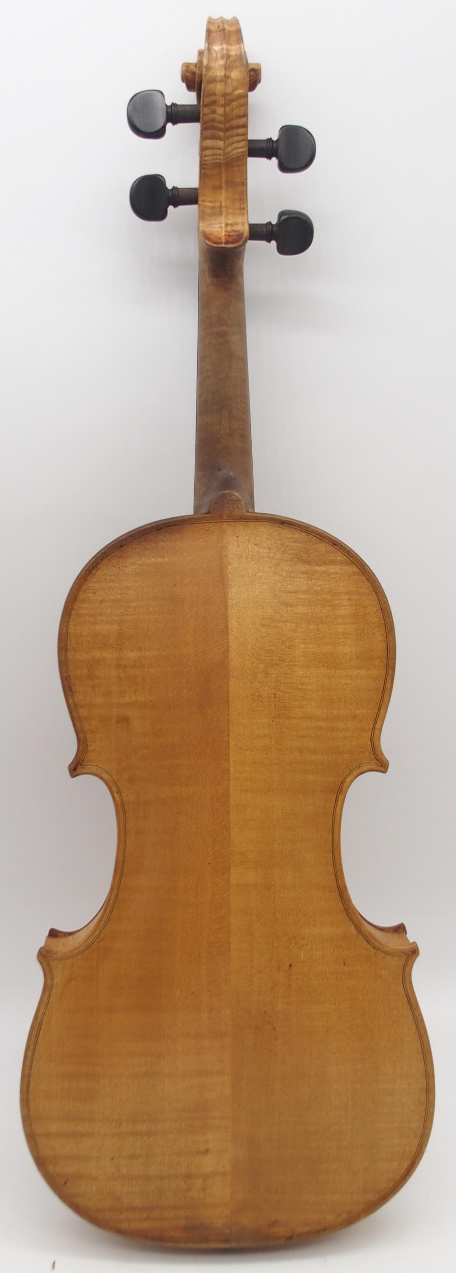 A two piece back violin 35.5cm with a violin case Condition Report:Available upon request - Image 2 of 9