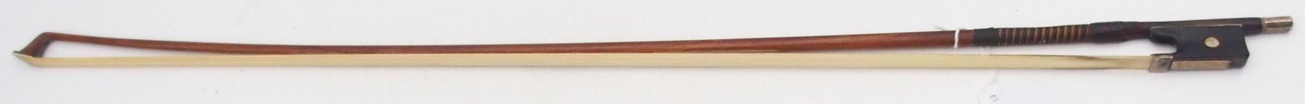 A white metal mounted violin bow 59 grams  Condition Report:Available upon request