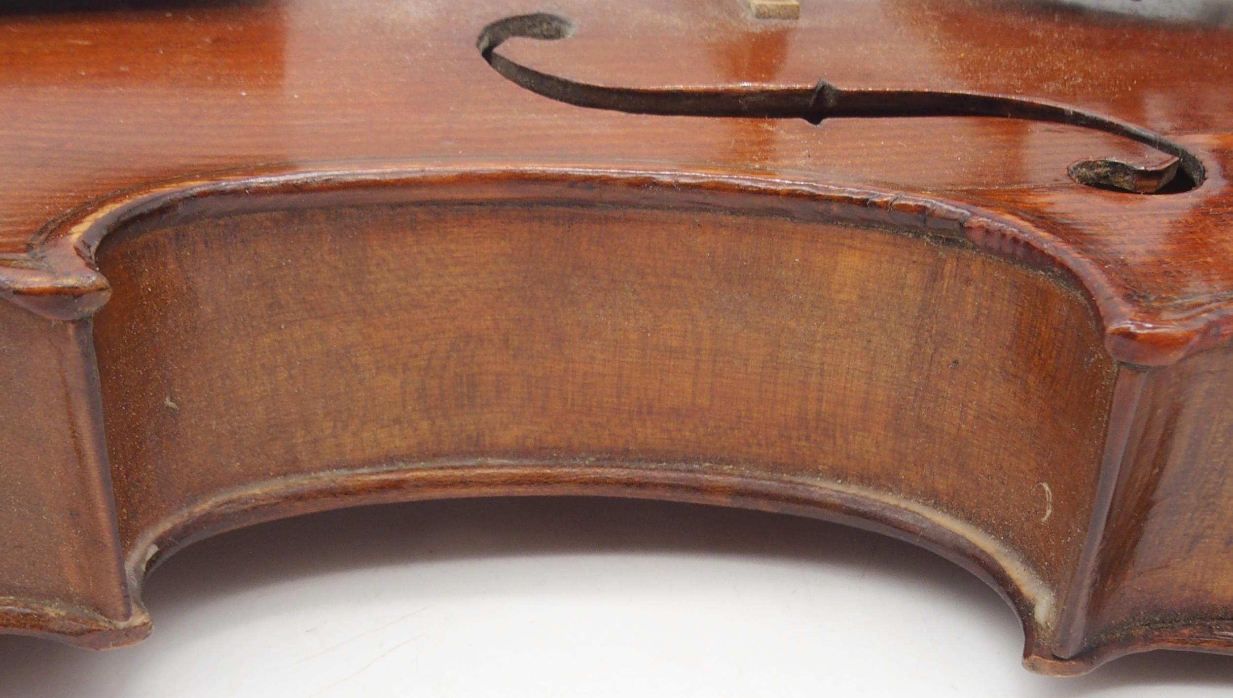 A two piece back violin 35.5cm with case Condition Report:Available upon request - Image 7 of 11