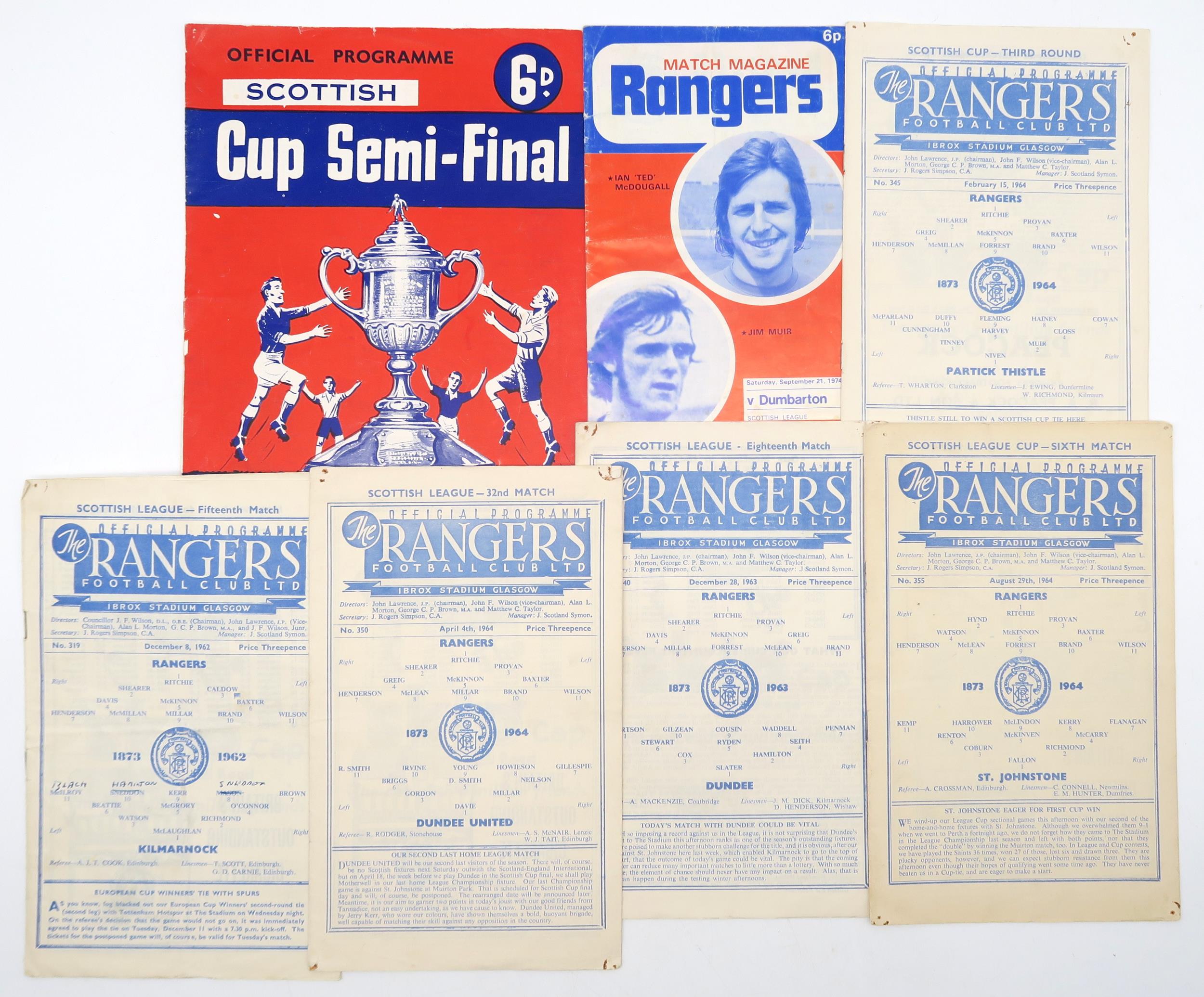 A small collection of 1950s and later football programmes, to include Glasgow Rangers, Partick - Image 3 of 5