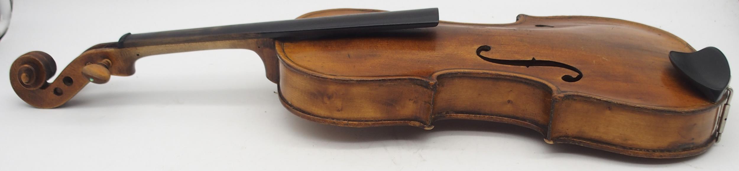 A two piece back violin 35cm  Condition Report:Available upon request - Image 3 of 9