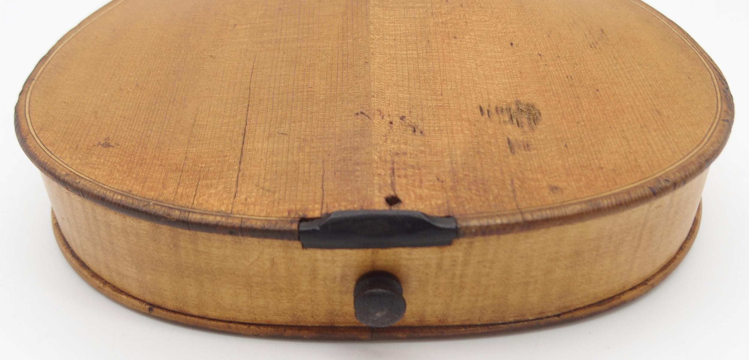 A two piece back violin 35.5cm with a violin case Condition Report:Available upon request - Image 8 of 9