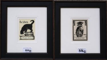 EX LIBRIS  Arts and Crafts bookplate for Harold Sussex, Lucky Black Cat, c.1910, 9 x 7cm  Together