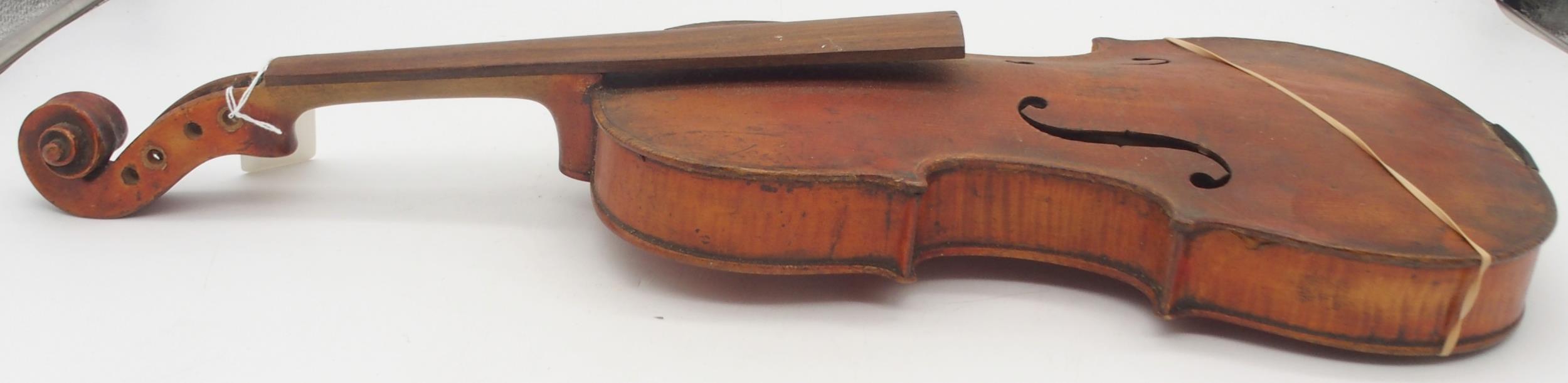 A two piece back violin 35.5cm bearing label with inscription to the interior JOHN S. HARDIE - Image 3 of 12