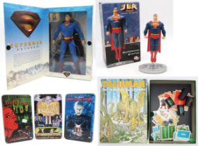 A DC Direct Superman Returns Ultra Poseable Deluxe 13" Collector Figure, boxed, a JLA Limited