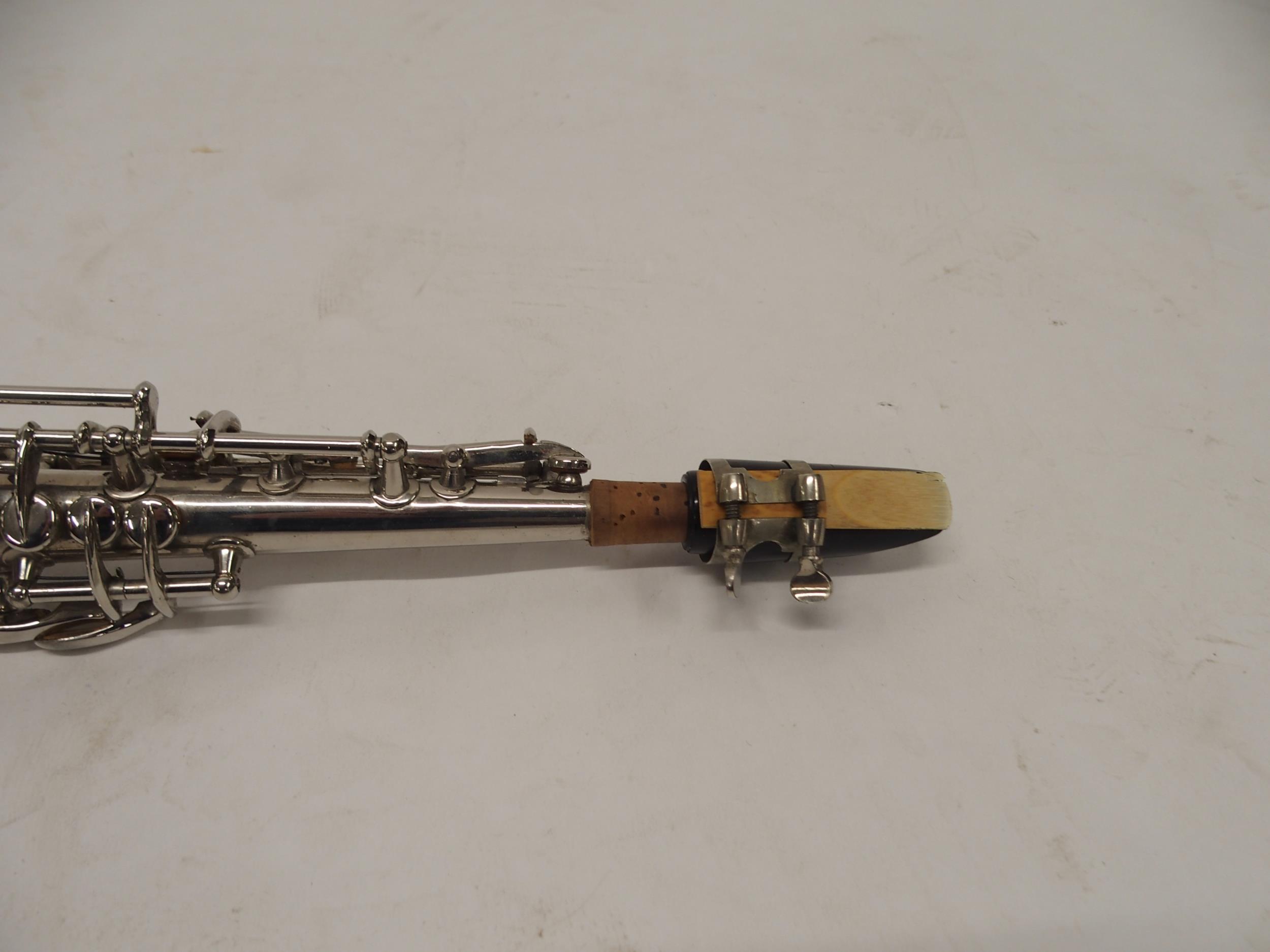 C.G. CONN a white metal soprano saxophone Made by C.G. CONN ELKHART IND. U.S.A. PATD. DEC. 8. 1914 - Image 9 of 11