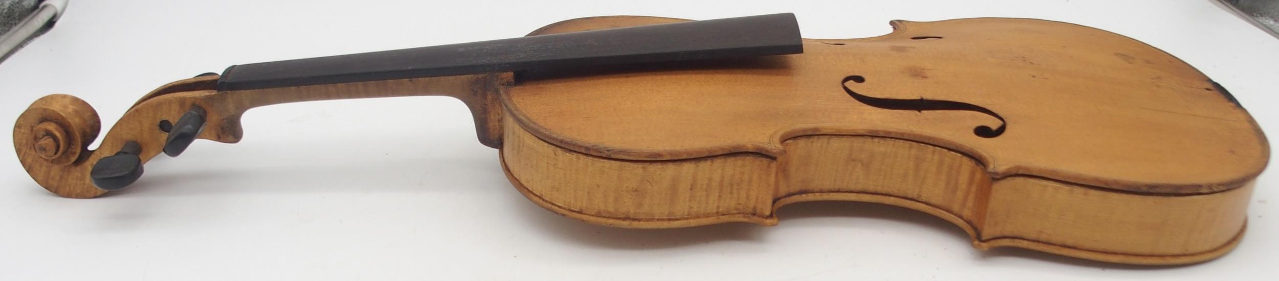 A two piece back violin 35.5cm with a violin case Condition Report:Available upon request - Image 3 of 9