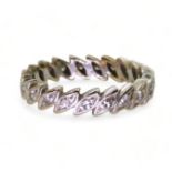 An unusual French 18ct gold, leaf design full eternity ring set with estimated approx 0.40cts of