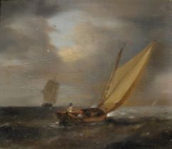 19th CENTURY STYLE  SAILING THOUGH THE STORM  Oil on board, 10 x 10cm Condition Report:Available