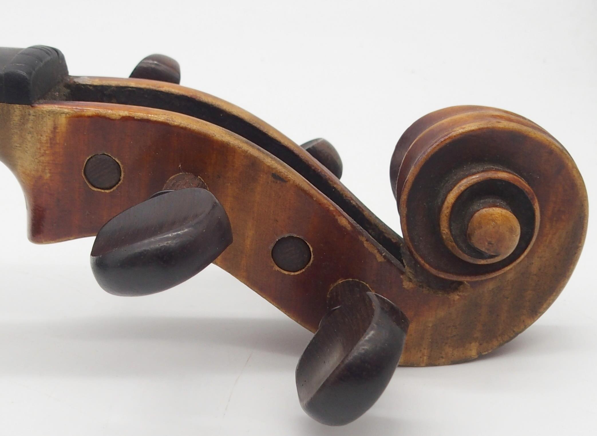 A two piece back violin 35.5cm with case Condition Report:Available upon request - Image 7 of 9