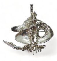 A large silver Modernist brooch by Juhls of Norway, dimensions 7cm x 7cm, weight 38.3gms Condition