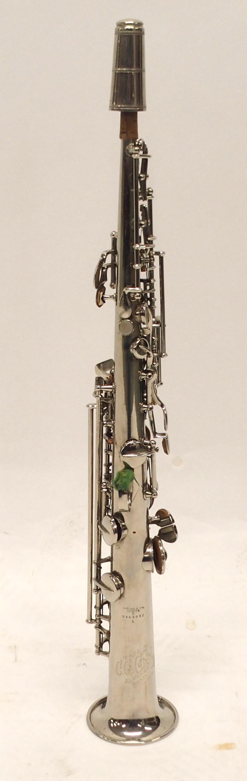 C.G. CONN a white metal soprano saxophone Made by C.G. CONN ELKHART IND. U.S.A. PATD. DEC. 8. 1914 - Image 3 of 11