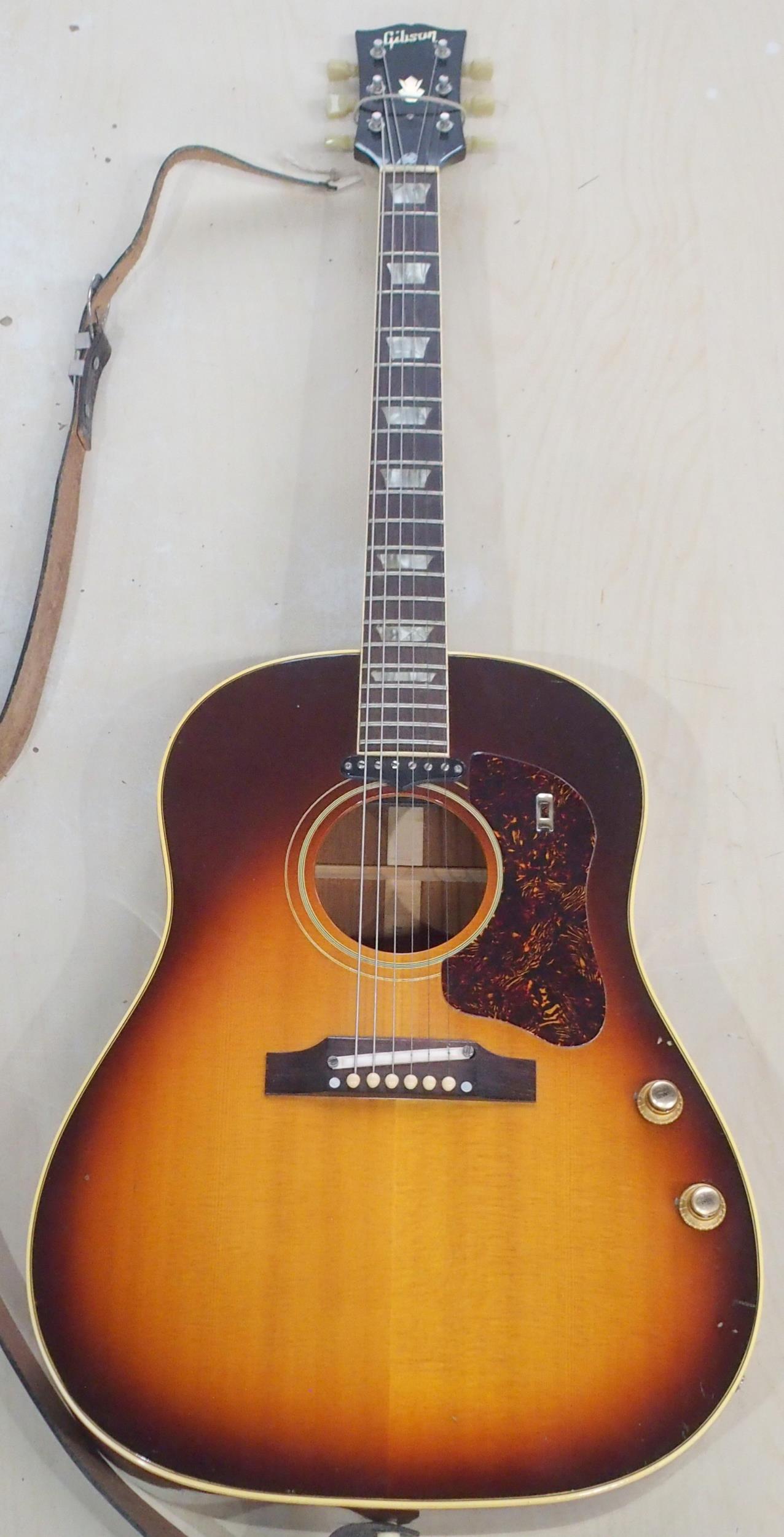 GIBSON a Gibson J160E electro acoustic guitar in dark sunburst serial number 890922 circa 1969 - Image 3 of 39