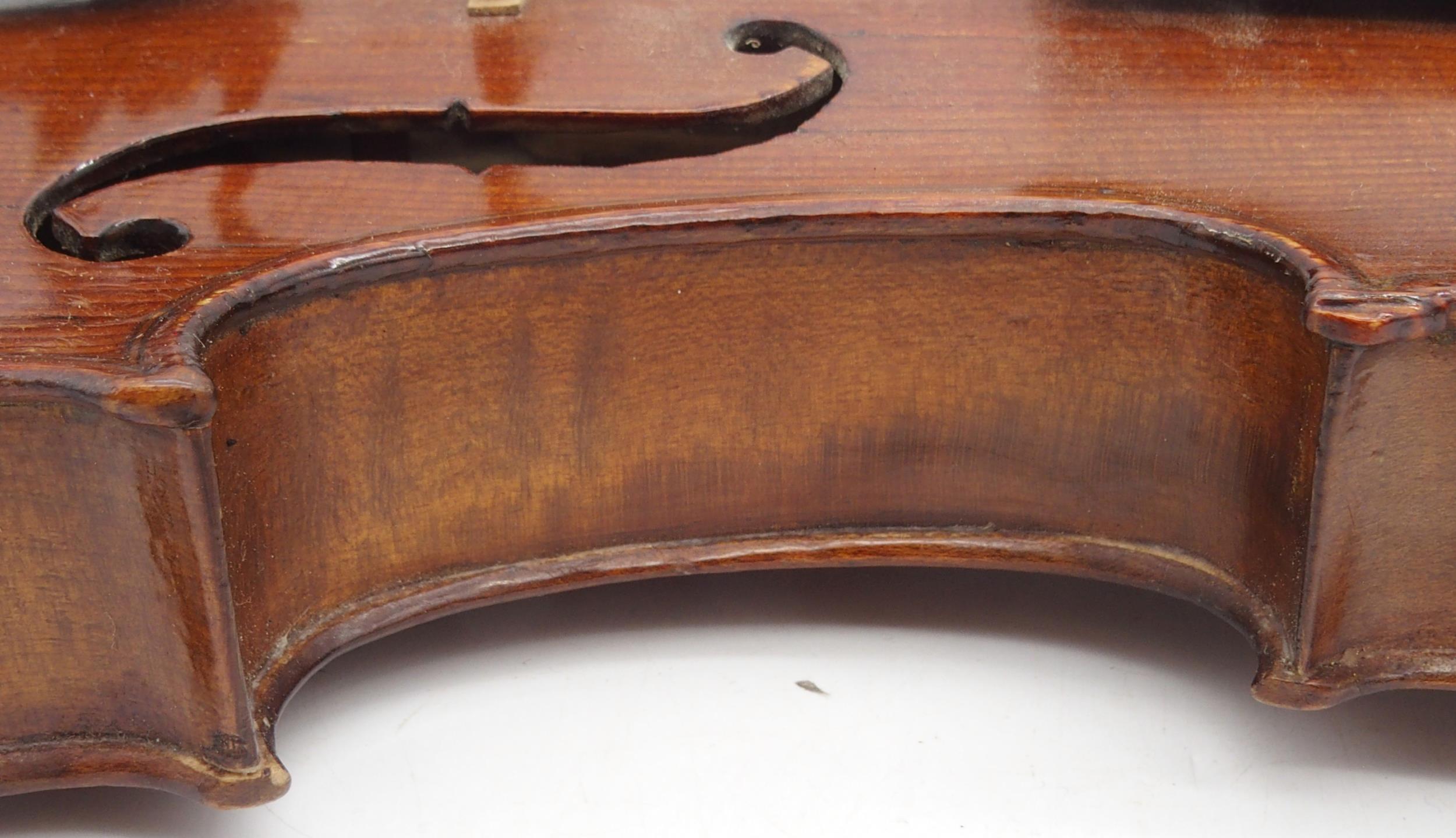A two piece back violin 35.5cm with case Condition Report:Available upon request - Image 5 of 11