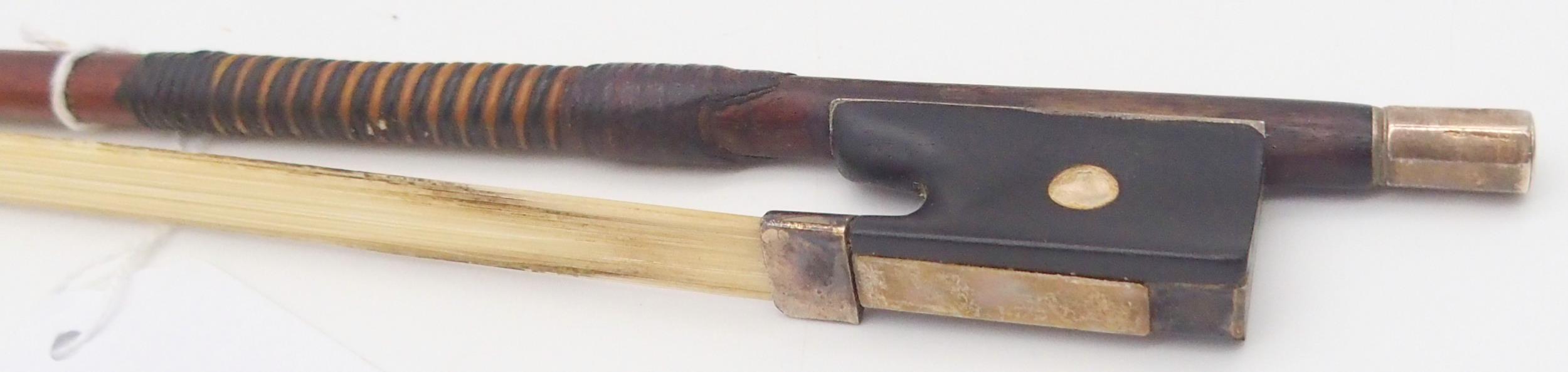 A white metal mounted violin bow 59 grams  Condition Report:Available upon request - Image 2 of 3