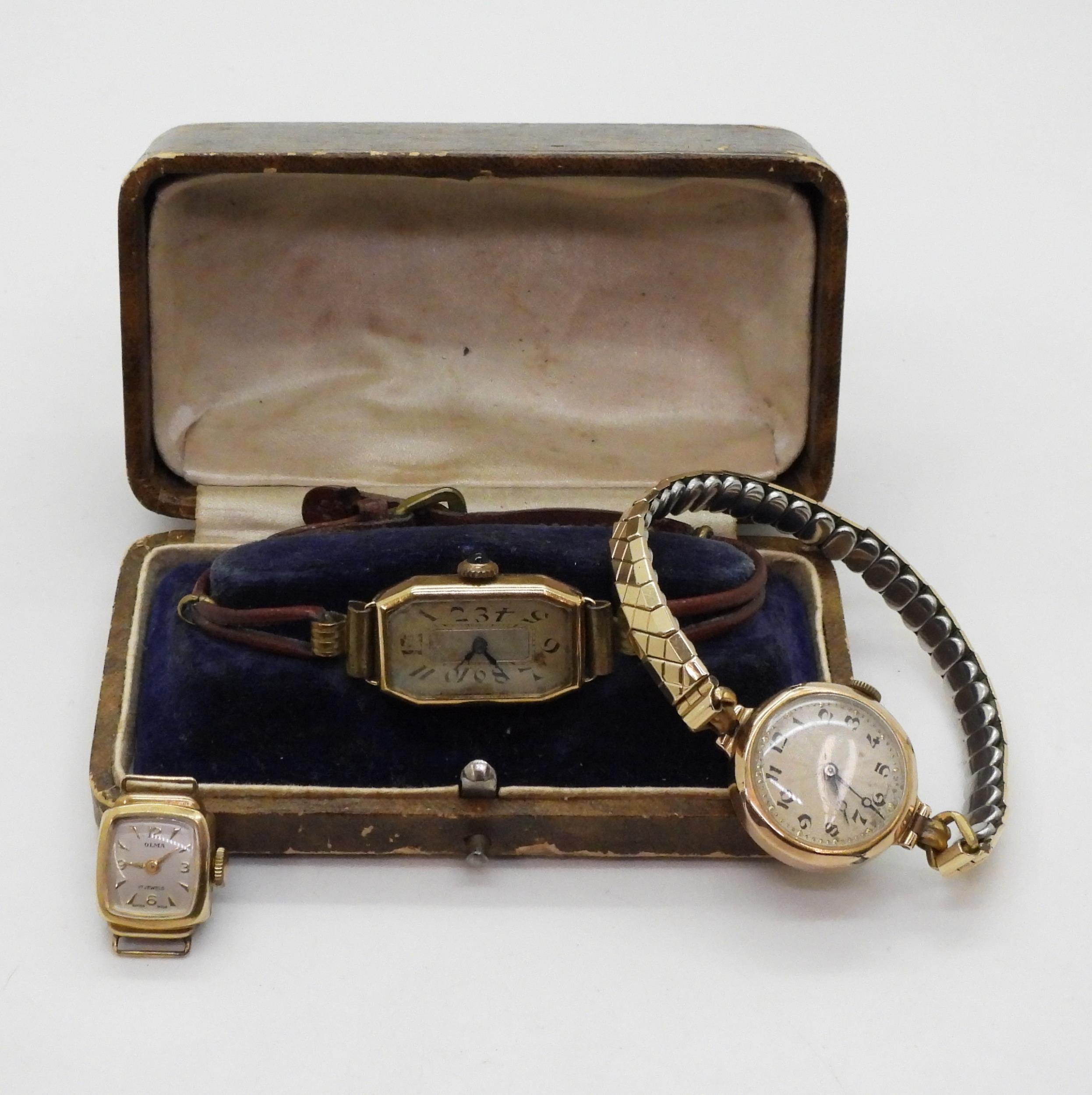 An 18ct gold ladies vintage watch head, weight including strap and mechanism 14.2gms, together - Image 2 of 4