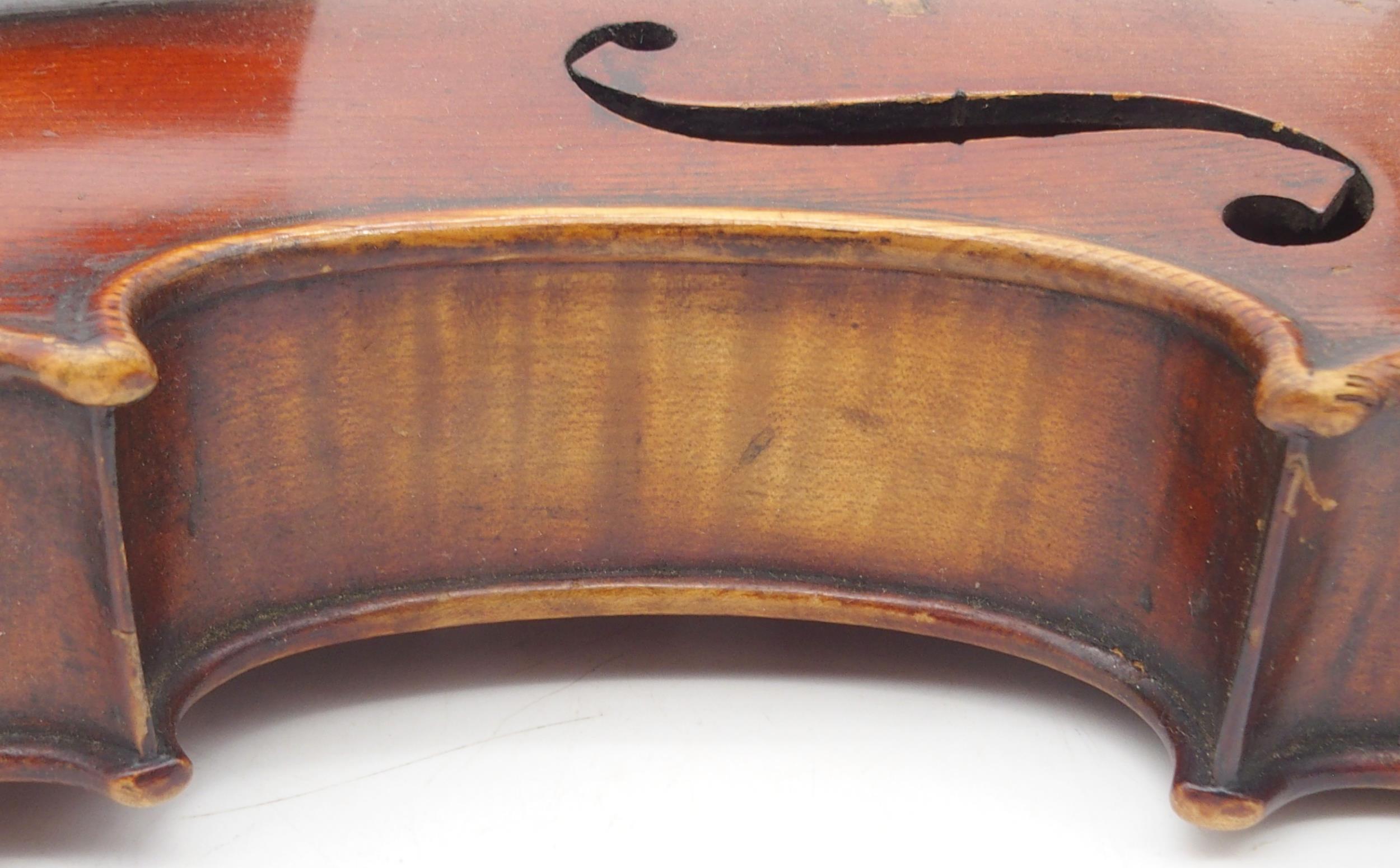 A two piece back violin 35.5cm with case Condition Report:Available upon request - Image 5 of 9
