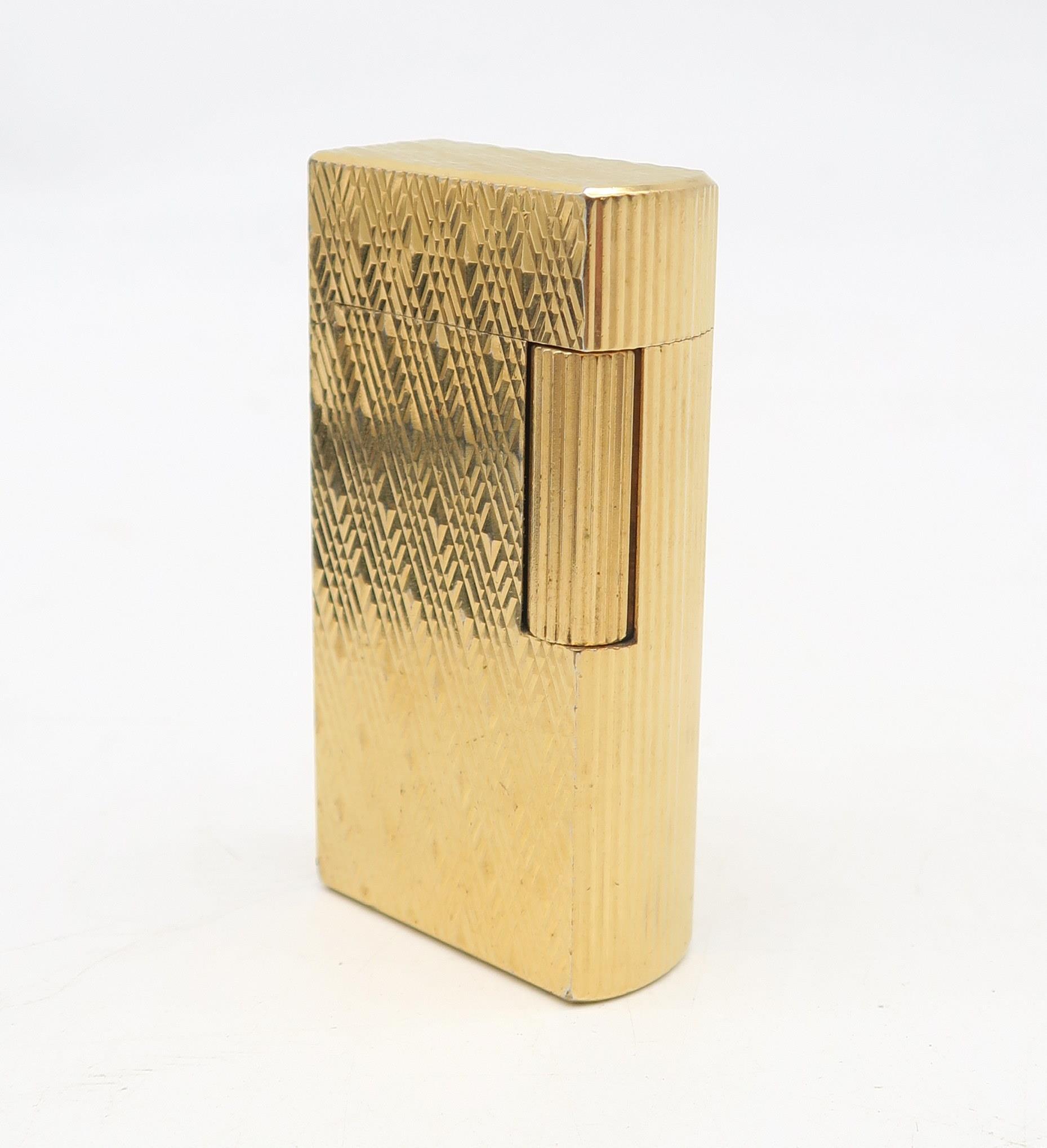 A vintage Dunhill 70 gold-plated cigarette lighter, no. M813, housed in its original fitted case - Image 2 of 2