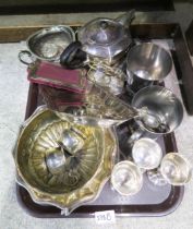 A collection of EPNS including tea pots, frames, baskets, rose bowls, tankards etc Condition
