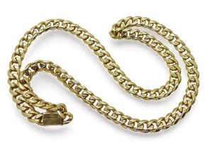 An 18ct gold curb chain necklace, length 60cm, weight 129.2gms Condition Report:Available upon