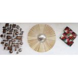 A lot of three assorted 20th century wall art pieces consisting circular metal and glass wall