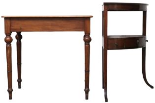 A lot comprising a Victorian mahogany occasional table with single frieze drawer on turned