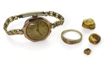 A 9ct gold ladies Rolex  serial number 1190747, Rolex 15 Jewels mechanism, together with a 9kt