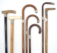 *WITHDRAWN* Seven various silver-mounted walking sticks, including an ivory-handled Malacca example