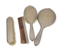 A four piece silver dressing set, by Adie Brothers Ltd, Birmingham 1958 (4) Condition Report: