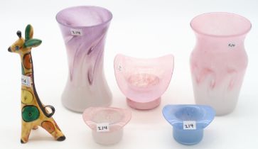 A collection of Vasart art glass together with a USSR pottery giraffe Condition Report:Available