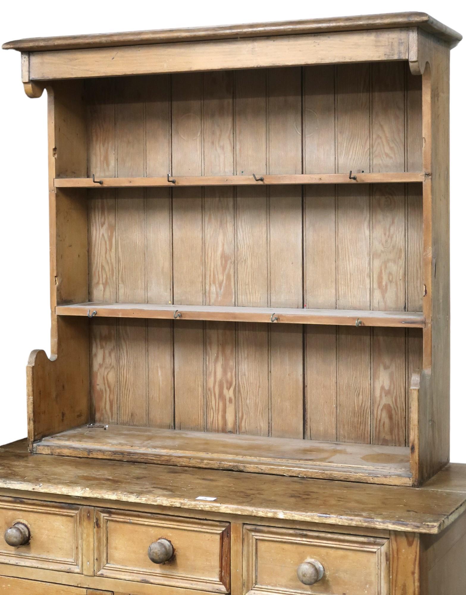 A lot comprising a Victorian pine kitchen cabinet with one long and on short drawers over pair of - Image 4 of 4