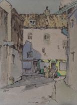 DONALD MCINTYRE RCA (ENGLISH 1923-2009)  STREET CORNER  Watercolour, signed lower centre, 37 x