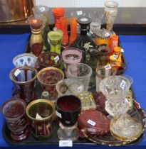 A collection of bohemian glass beakers and Eastern European glass Condition Report:Available upon