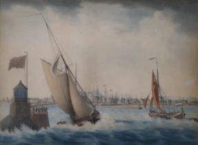 20th CENTURY SCHOOL  SAILBOATS RETURNING TO PORT  Watercolour, 51 x 70cm  Condition Report:Available
