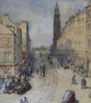 JOHN RANKIN BARCLAY (SCOTTISH 1884-1962)  THE WESTERN GATEWAY, EDINBURGH  Watercolour, 27 x 24cm