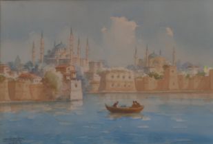 SERIF RENKGÖRÜR (TURKISH 1887-1947)  INSTANBUL HARBOUR  Watercolour, signed lower left, 26.5 x 39cm