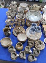 A collection of studio pottery, including George Young, Sootton Courtney Somerset and others