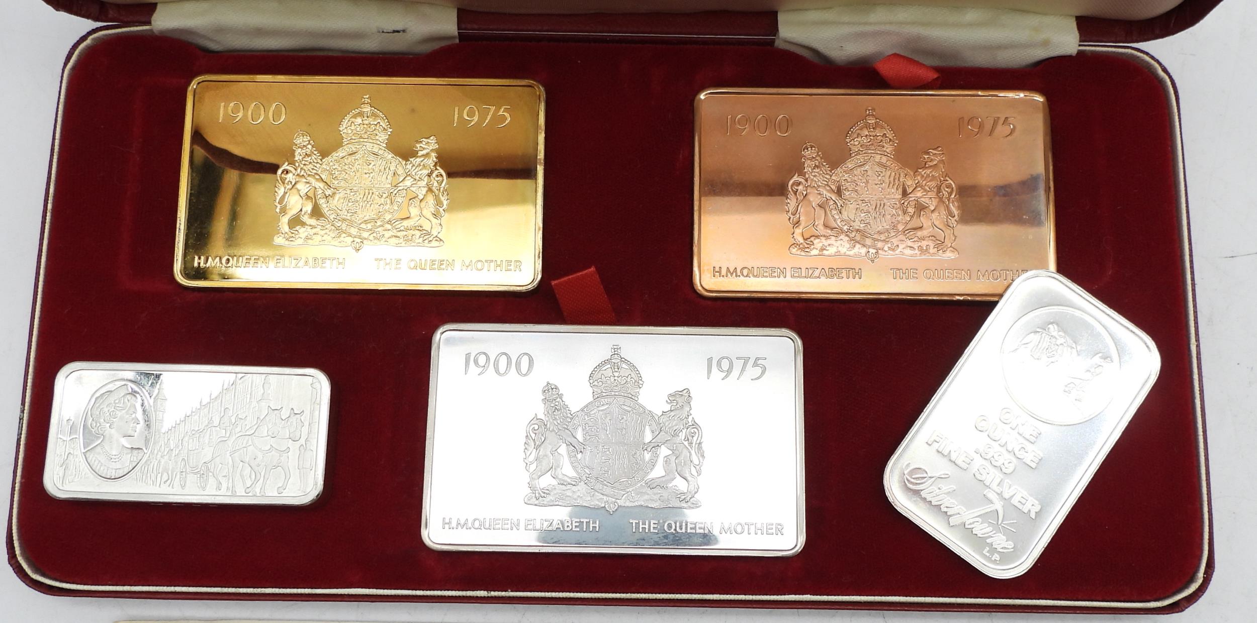 BULLION a lot comprising a cased set of commemorative tablets celebrating the 75th birthday of Her - Image 2 of 6