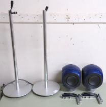 A pair of Bang & Olufsen Beolab 3 active speakers with stands with circular bases, 83cm high (lot