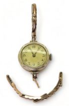 A ladies 9ct gold Rolco watch, inscribed to the reverse of the case with the date 1934, the case