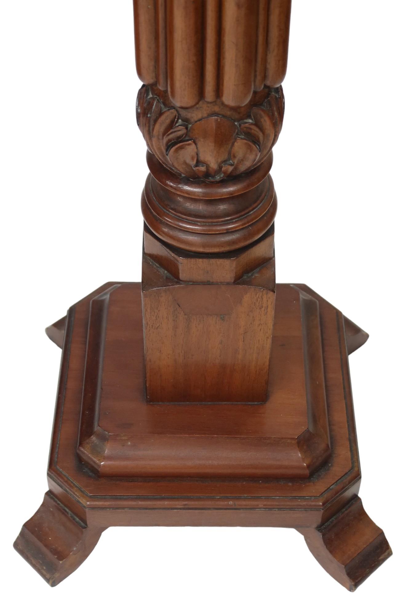 A 20th century mahogany circular topped torchiere carved column on square stepped base, 139cm high x - Image 3 of 3